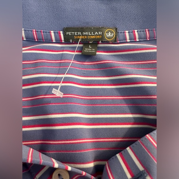 PETER MILLAR Summer Comfort Polo Shirt Golf Blue Pink ACC Athens GA Country Club - Picture 5 of 9